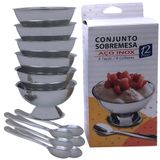 Kit Conjunto Taças Inox Sorvete Sobremesa 12 Pçs Com Colher