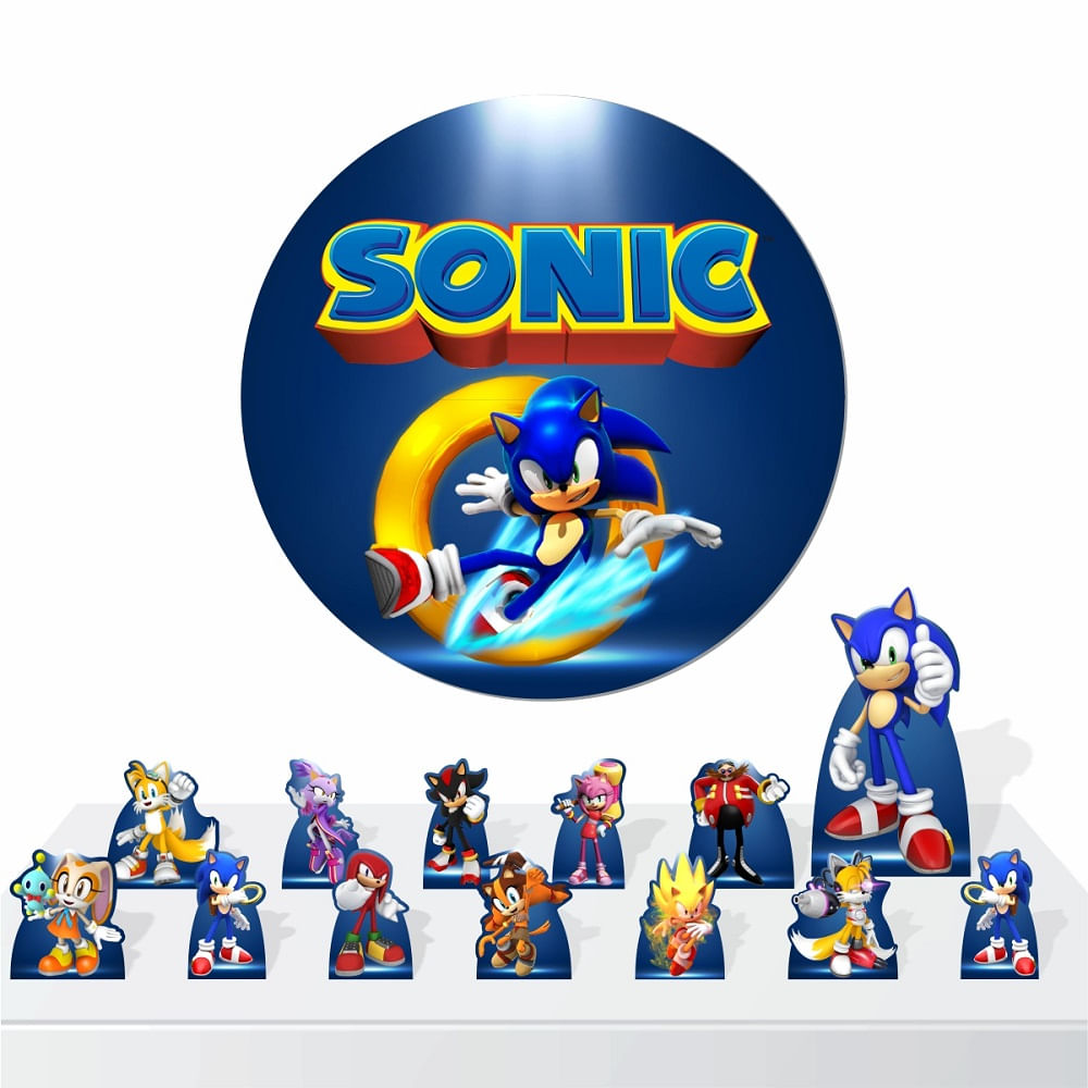 Kit De Festa Com 13 Displays E Painel Redondo Em Mdf Do Sonic - Carrefour