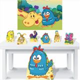 Kit Decoração Festa Display 7peças Painel Galinha Pintadinha