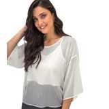 Blusa Feminina Com Cropped Chiffon Rovitex Bege P