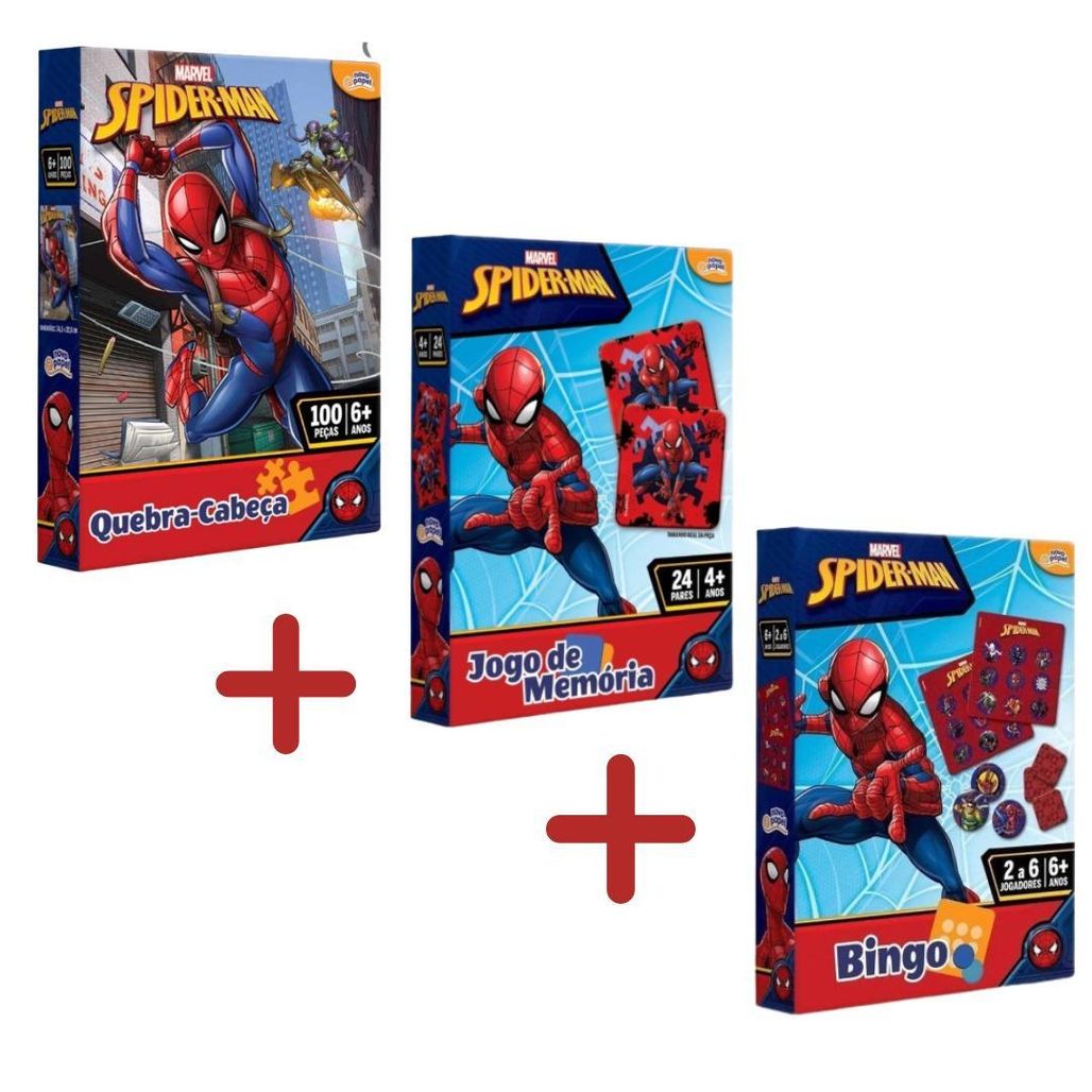 Kit 3 Jogos Homem Aranha Marvel Jogo Da Memória Quebracabeça - Carrefour