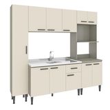 Cozinha Modulada Max 220 X 195 Cm Balcão Pia Armário Paneleiro Mdp Cinza Champanhe - Clicklar