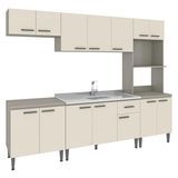 Cozinha Modulada Max 262 X195 Cm Balcão Pia Armário Nicho Forno/micro Mdp Cinza Champanhe - Clicklar