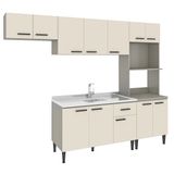 Cozinha Modulada Completa Max 262 Cm Armário Nicho Forno Balcão Pia Mdp Cinza Champanhe - Clicklar