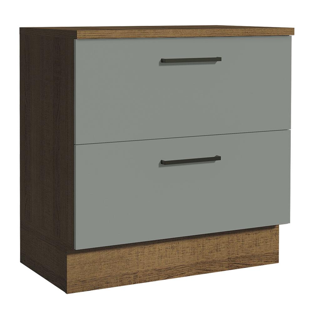 Balcão 80 Cm 2 Gavetas Rustic/cinza Agata Madesa