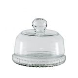 Queijeira Vidro Base Decorada Veneza Pequena 14Cm - Mistral
