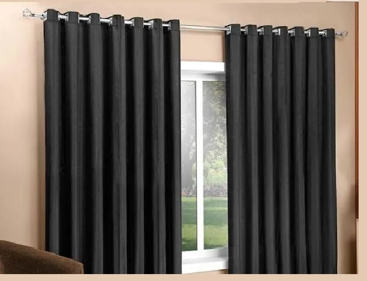 Cortina Grande Sala Quarto Blackout Tecido 400x250 Admirare Preto