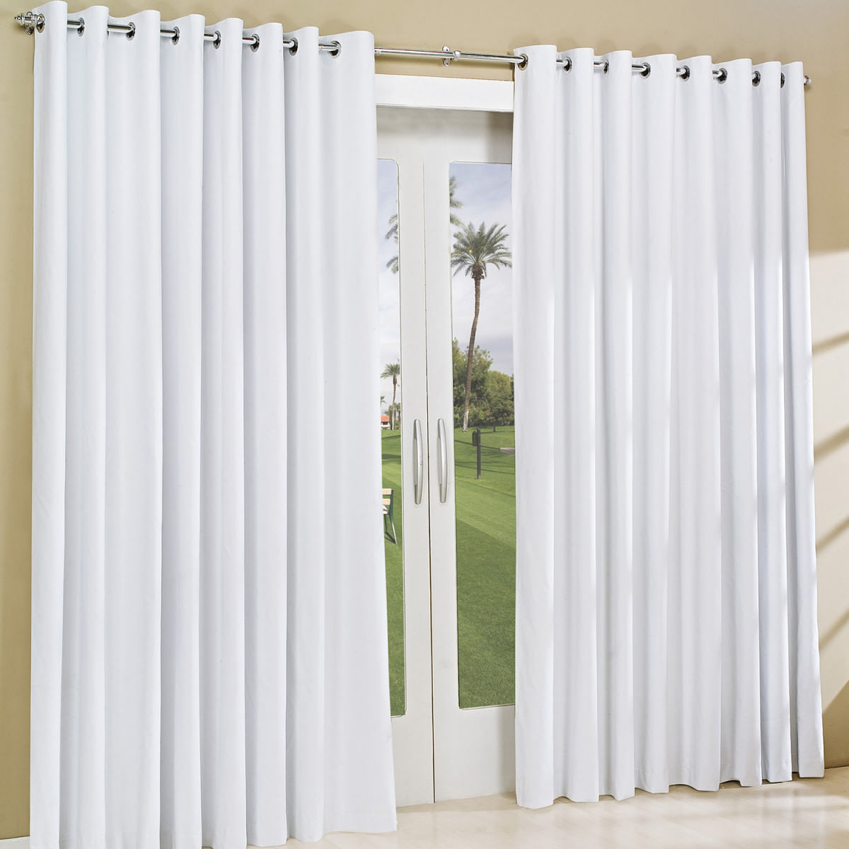 Cortina Grande Sala Quarto Blackout Tecido 400x250 Admirare Branco