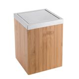 Lixeira Quadrada Basculante 5l Bamboo E Inox - Marrom-claro