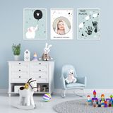 Quadro 60x120cm Infantil Lembrança Bebê Menino Moldura Preta sem Vidro Decorativo