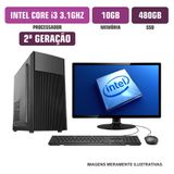 Computador  Spread Corp Intel Core I3-2100 10gb Ssd 480gb Com Kit E Dvdrw Monitor 21&quot; Windows 10