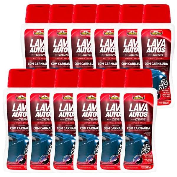 Kit Com 12 Lava Autos Cera Brilho 500ml - Proauto