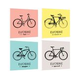 Kit com 4 placas decorativas - 19x19cm cada - Estilos de Bicicletas