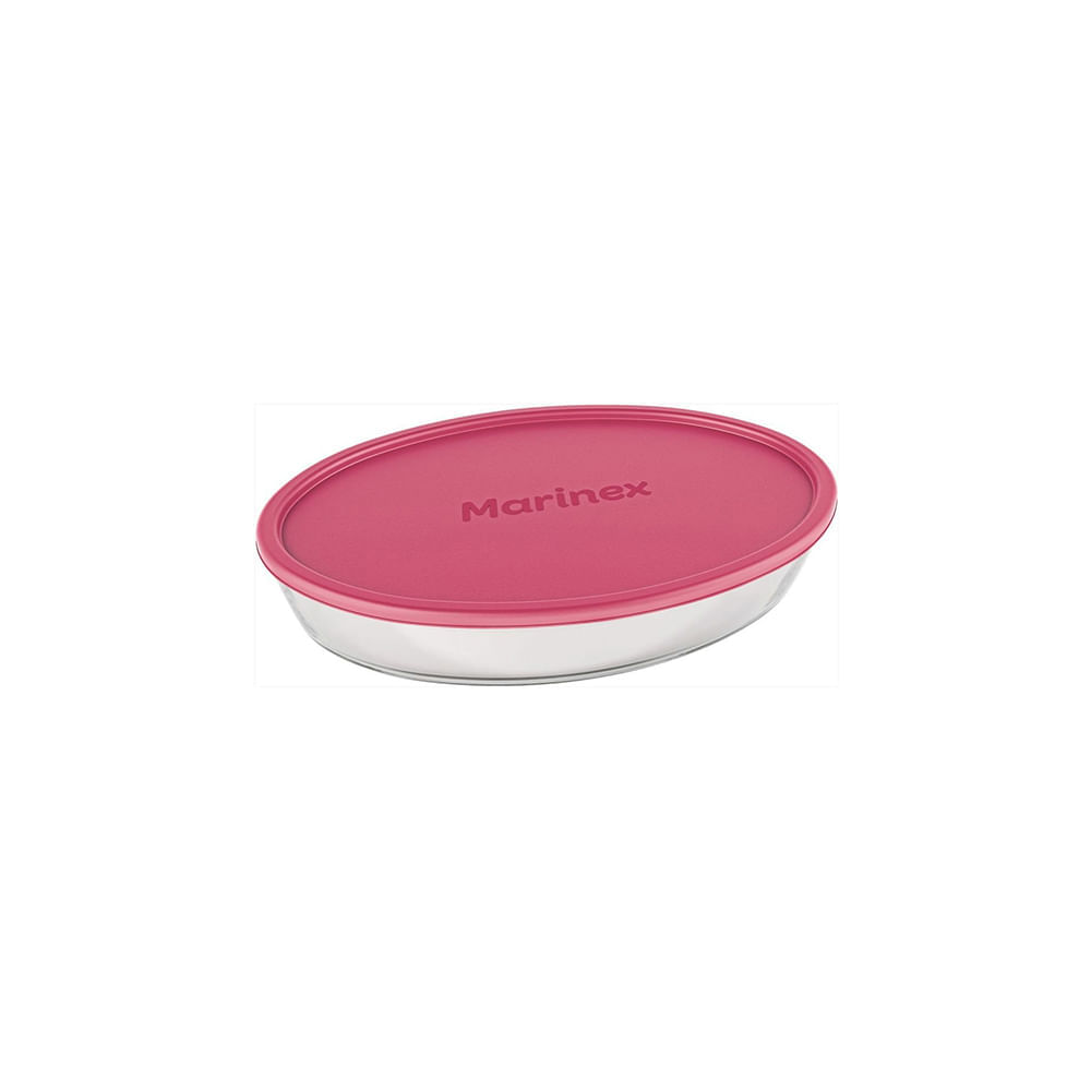 Assadeira Clássica Oval Média Com Tampa Plástica Rosa 3,2l - Marinex Marinex