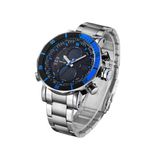 Relogio Masculino Weide Anadigi Wh5203 Prata E Azul