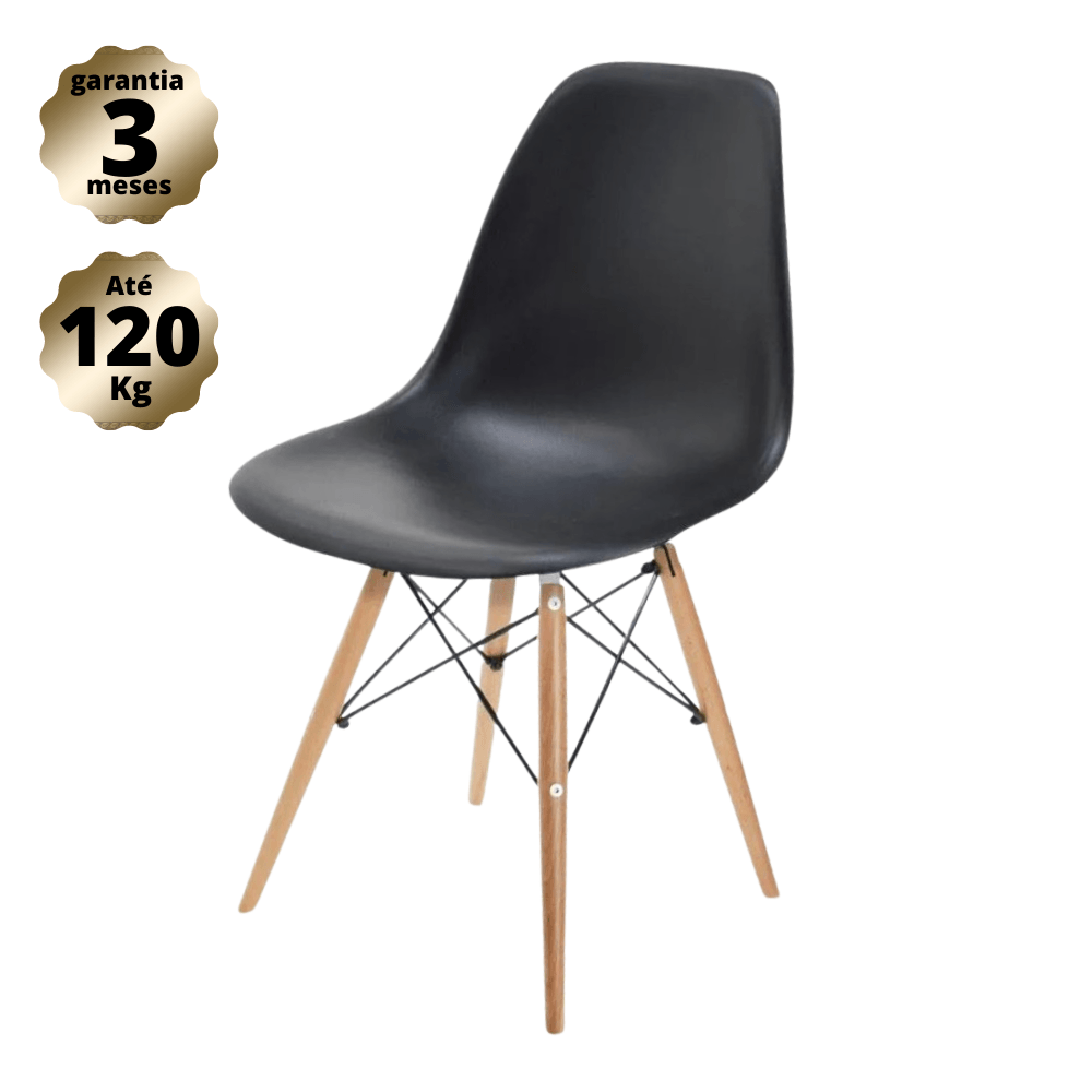 Cadeira Quarto Escritório Sala Charles Design Eames Eiffel Wood - Preta é boa?