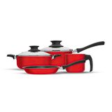 Conjunto De Panelas Nigro 4 Peças Home Cook Antiaderente - Vermelho