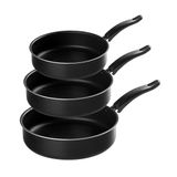 Jogo De Frigideiras Antiaderente Reta Preta 20 22 E 24cm