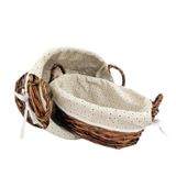 Cesta Tecido Oval Marrom Floral Cesto Decorativo 35/30cm