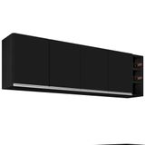Armário Aéreo Nevada Com Nicho 180cm 4 Portas Preto - Lumil