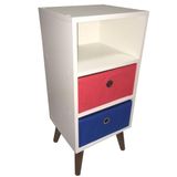 Mesa de Cabeceira pé palito COM 2 GAVETA  MDF BRANCO GAVETEIRO RETRÔ - Organibox