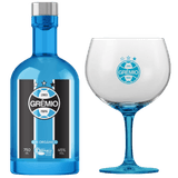 Kit Gin Bë Grêmio Garrafa Azul 750 Ml Com Taça