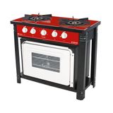 Fogão Industrial Vermelho Com Forno Branco 2 Bocas Duplas Bravo Br2bf - Venâncio