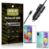 Carregador Veicular Turbo 4.0 Tipo C Galaxy A51 + Capa Anti Impacto + Película Vidro 3D