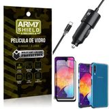 Carregador Veicular Turbo 4.0 Tipo C Galaxy A50 + Capa Anti Impacto + Película Vidro 3D