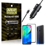 Carregador Veicular Turbo 4.0 Tipo C Moto G8 Power + Capa Anti Impacto + Película Vidro 3D