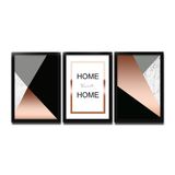 Kit 3 Quadros Decorativos Com Moldura Para Sala Quarto Home Sweet Home Abstrato