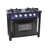 Fogão Industrial Azul A Gás Com Forno Preto 2 Bocas Duplas Bravo Br2bf - Venâncio