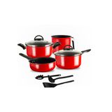 Conjunto Panelas Teflon 07 Peças Vermelho