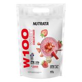 W100 Whey Concentrado - 900g Refil Strawberry Milkshake - Nutrata