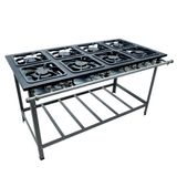 Fogao Industrial 8 Bocas M-16 M/m S2000 30x30 Perfil 6,5 Cm Com Porta Panela - Metalmaq