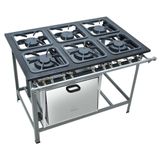 Fogão Industrial 6 Bocas M-19 M/M S2000 30x30 Perfil 6,5cm com Forno - Metalmaq