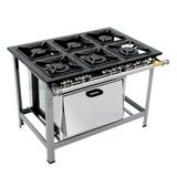 Fogao Industrial 6b M-19 M/m Super Luxo 40x40 Perfil 6,5 C/forno - Metalmaq