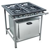 Fogao Industrial 4 Bocas M-18 M/m S2000 30x30 Perfil 6,5 Cm Com Forno - Metalmaq