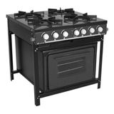 Fogao Industrial A Gas 4 Bocas Br-4bf Bravo Com Forno Preto - Venancio