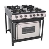 Fogao Industrial A Gas 4 Bocas Br-4bf Bravo Com Forno Cinza E Preto - Venancio