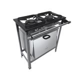 Fogao Industrial 2 Bocas M-10 M/m S2020 30x30 Perfil 5cm Com Forno - Metalmaq