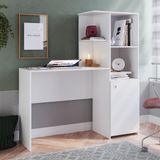 Escrivaninha Capri Mesa Para Computador Home Office 1 Porta 2 Prateleiras Quarto Escritório Branco