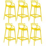 Kit - 6 X Banquetas Altas Masters Allegra - Amarelo