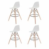 Kit 4 Banquetas Altas Para Bar Cozinha Charles Eames Eiffel - Branco