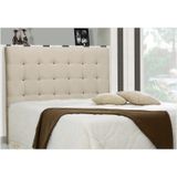 Cabeceira Casal King Sonhare 195 cm Suede Liso Bege com Botões Marrom - D'Monegatto