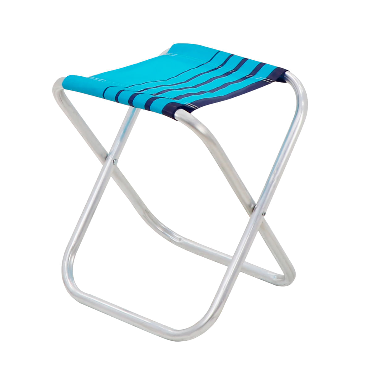 Banqueta De Praia Tramontina Fiji Em Alumínio Com Assento Azul Tramontina