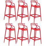 Kit - 6 X Banquetas Altas Masters Allegra - Vermelho