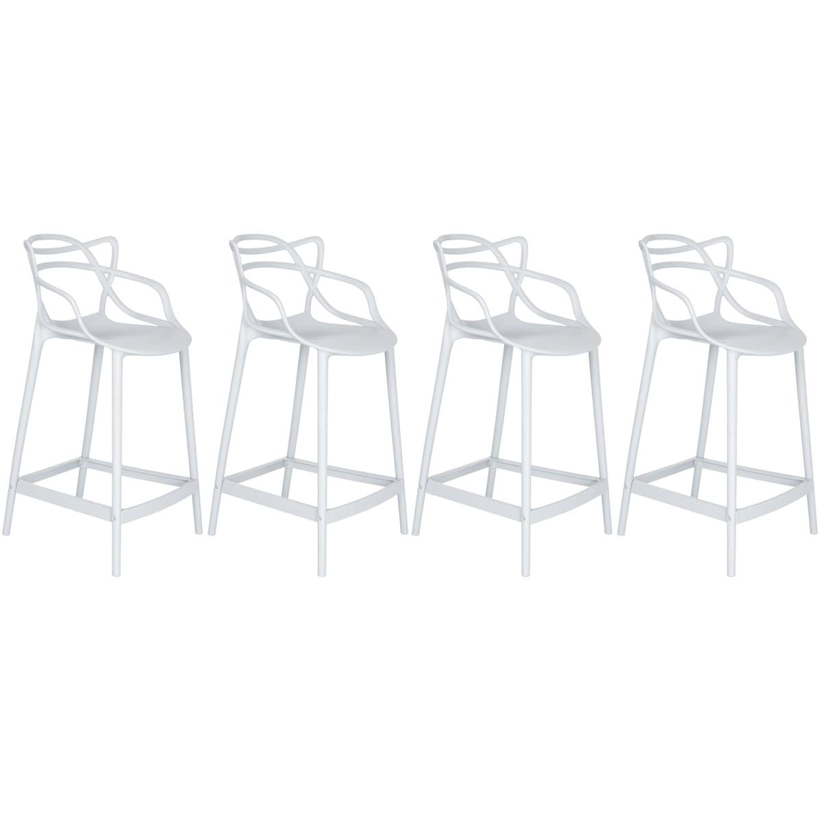 Kit 4 Banquetas Médias Masters Allegra 66 Cm Branco