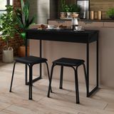 Conjunto Mesa Dobrável Com 2 Banquetas Preto Carraro