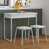 Conjunto Mesa Dobrável Com 2 Banquetas Branco Carraro